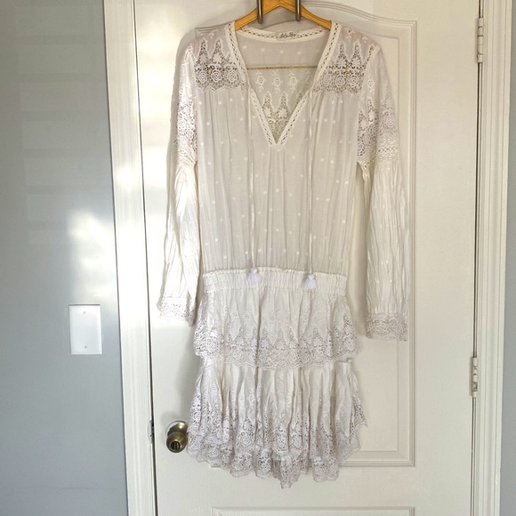 Love Shack Fancy Nocelle Dress - White Peach